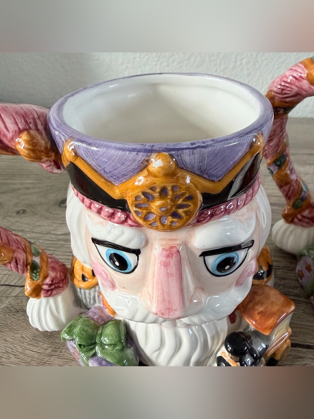 Nutcracker Face Mug Holiday Time‎ Ceramic Coffee Mug Christmas Purple Pink Train - Picture 4 of 9